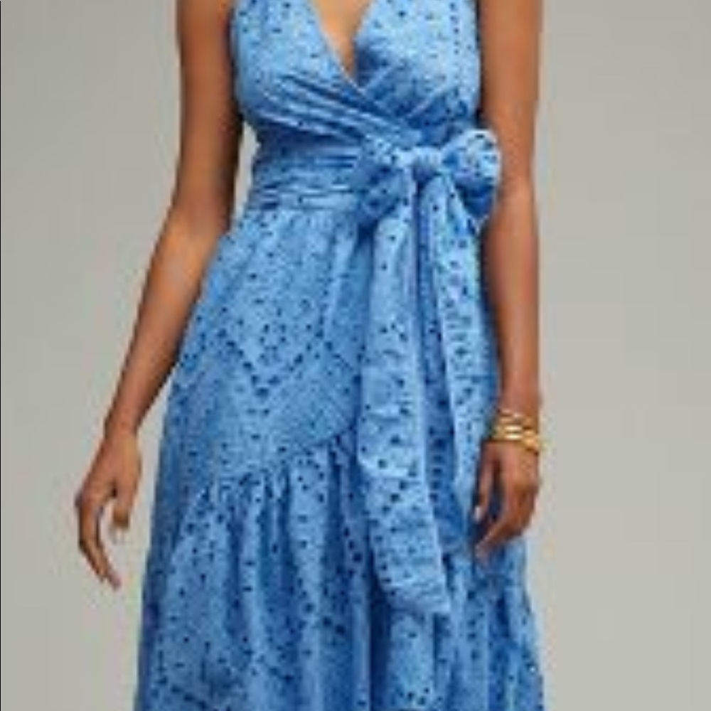 Maeve Eyelet Wrap Midi dress by Anthropologie 4P - Picture 2 of 16